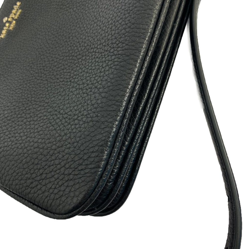 Kate Spade Triple Gusset Crossbody Pebbled Leather Black Latest Fashion - Picture 7 of 8